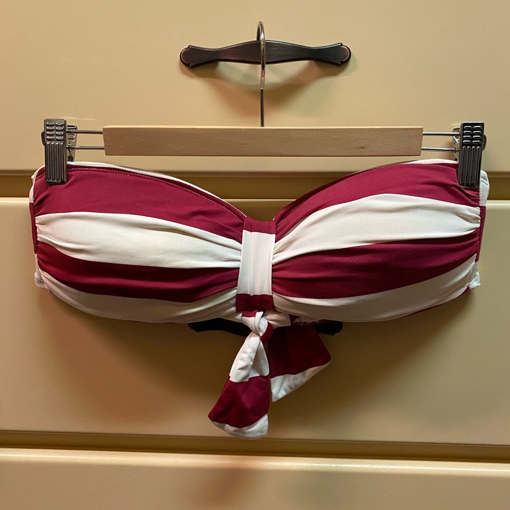 Maroon and white bikini top